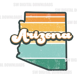 Arizona State PNG, Arizona Clip Art, Retro PNG, Sublimation Clipart, State Pride