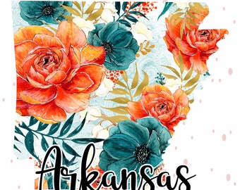 Arkansas State Floral PNG, Arkansas Clip Art, Floral PNG, Sublimation Clipart, State Pride