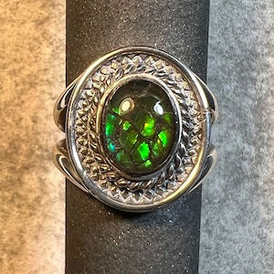 Ammolite sterling silver ring size 7