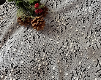 Chal Haapsalu de encaje estonio tejido a mano "Patrón de copo de nieve", blanco