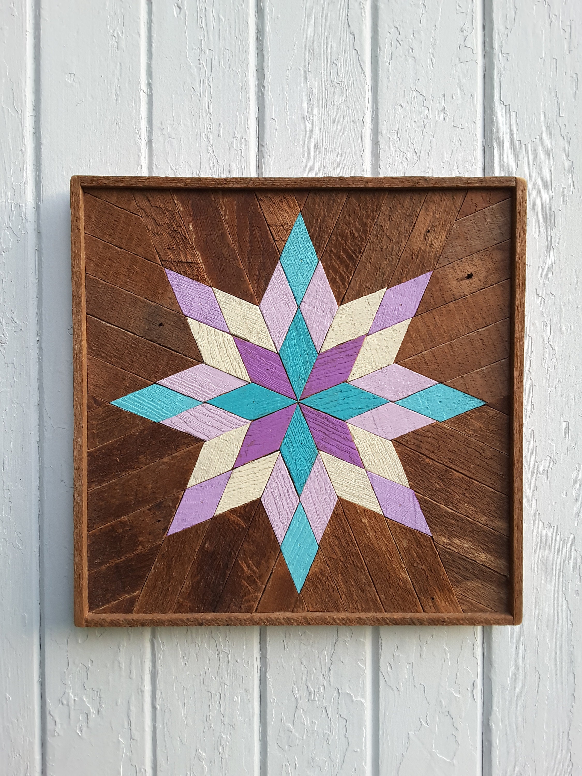 Wood Wall Decor Lath Art Geometric Design Quilt Block Colorful Etsy