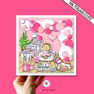 carte de voeux de baptême pour bébé fille