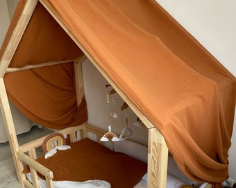 Toile de lit cabane fauve pour lit cabane montessori