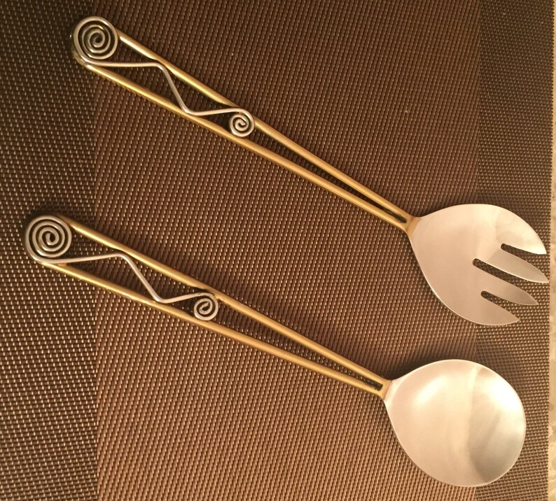 Gold plated Salad Servers,Salad Server Set,Servers,New Years Gifts,Host Hostess Gifts,Holiday Gifts,Easter Gifts,Gold Salad Set,Purim Gifts
