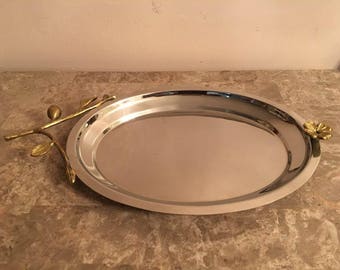 Oval Fusion Tray,Brass Olive Vintage Tray,Centerpiece Tray,Hand crafted Fusion Tray,Host Hostess Gifts