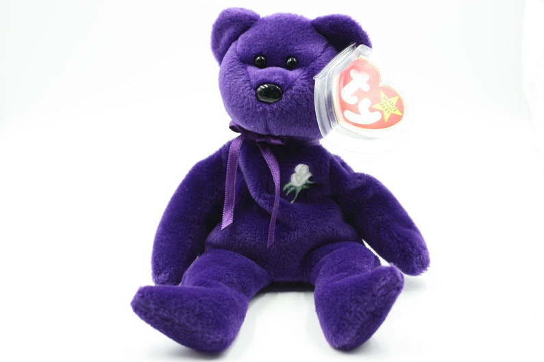 purple white rose beanie baby