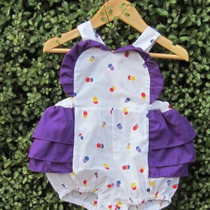 Romper Sunsuit Baby Girl Size 00 (3-6 Months) frill bottom - retro style - Toddler Romper- Ruffles - Vintage look - Sunsuit - Photo Prop