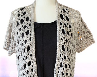 Silver Clouds Crochet  Cardigan Pattern, Digital PDF pattern, women&#39;s spring cardigan, swimsuit coverup, womens clothing,