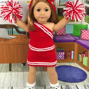 Crochet PDF pattern to make 18 Doll cheerleader outfit, cheer uniform pattern, crochet doll clothes pattern image 3