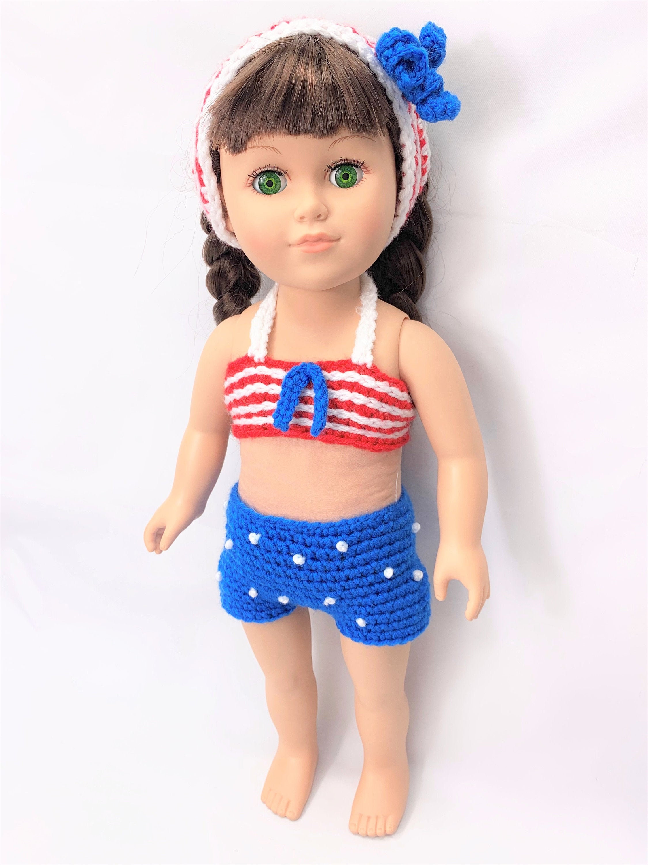 18" Doll Patriotic swimsuit crochet