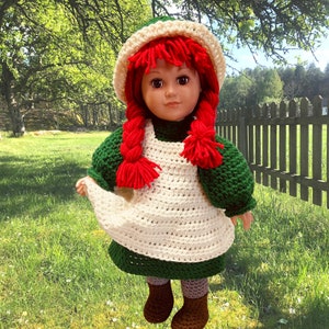 18&quot; Doll Anne outfit Crochet pattern, doll hat, doll boots, doll leggings, prairie dress, crochet doll clothes patterns