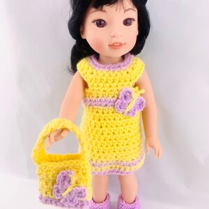 14 "Puppe Rhonda Schmetterling Kleid Häkelanleitung, 14" häkeln Puppe Schuhe, häkeln Sommer Puppenkleid, häkeln Puppe Kleidung, Puppe Geldbörse Muster