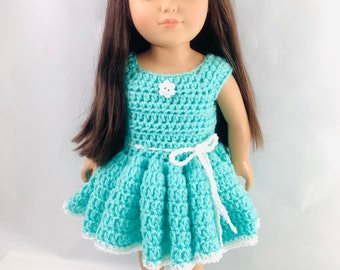 18" Doll Kalias Party Dress Crochet pattern, crochet doll shoes pattern, pdf crochet pattern, crochet doll clothes patterns