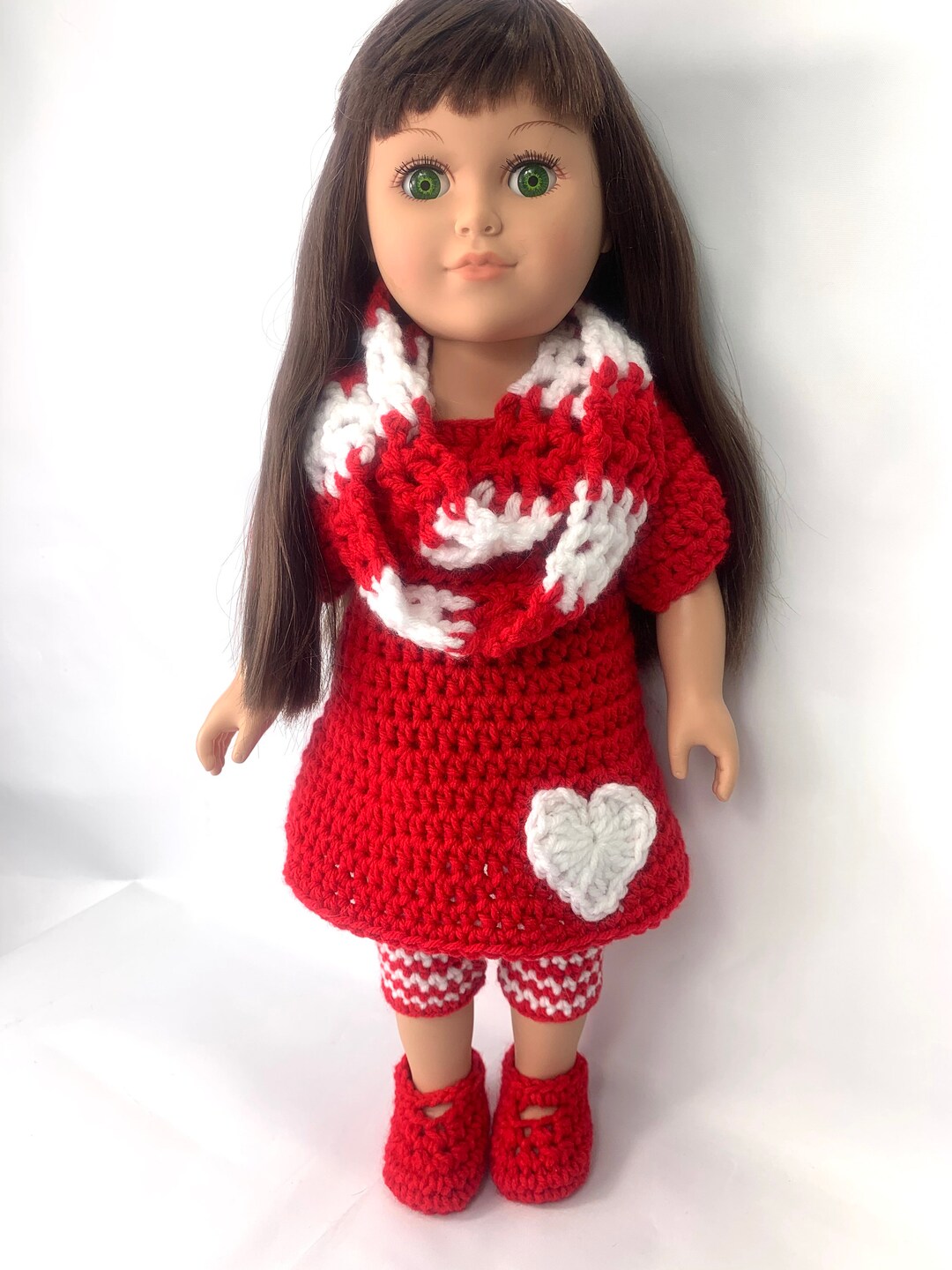 18" Doll Red Dress Crochet Pattern, 18" Doll Valentine Clothes, Crochet ...