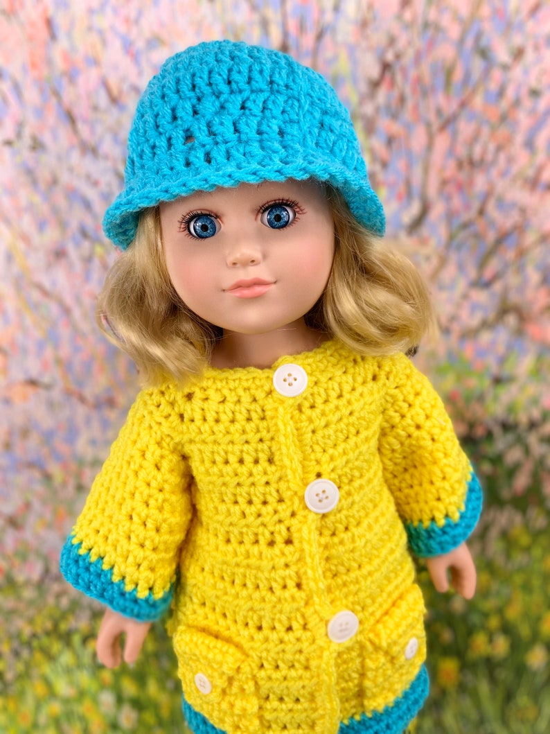 18 Doll Raincoat Crochet PDF pattern doll rain hat Etsy