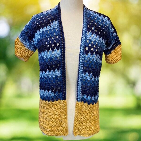 Easy Crochet Carley Cardigan Pattern, PDF pattern, women's spring summer cardigan, beginner friendly, fits all sizes, granny stitch crochet