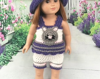 Crochet PDF pattern to make 18" Doll Cat Short Set, doll shorts pattern, crochet doll clothes pattern