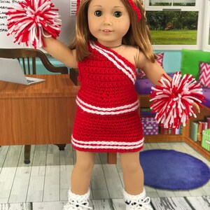 Crochet PDF pattern to make 18 Doll cheerleader outfit, cheer uniform pattern, crochet doll clothes pattern image 4