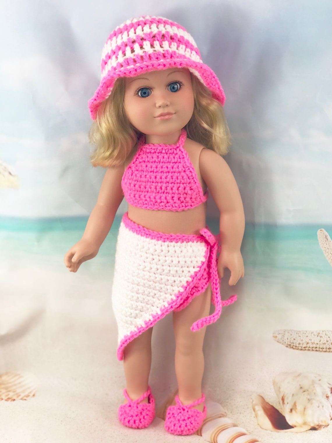 18 Doll Swimwear Crochet PDF pattern Doll sunhat sarong Etsy