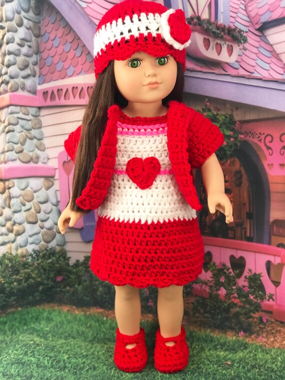 Crochet Pdf Pattern To Make 18 Doll Valentine Dress Hat Etsy