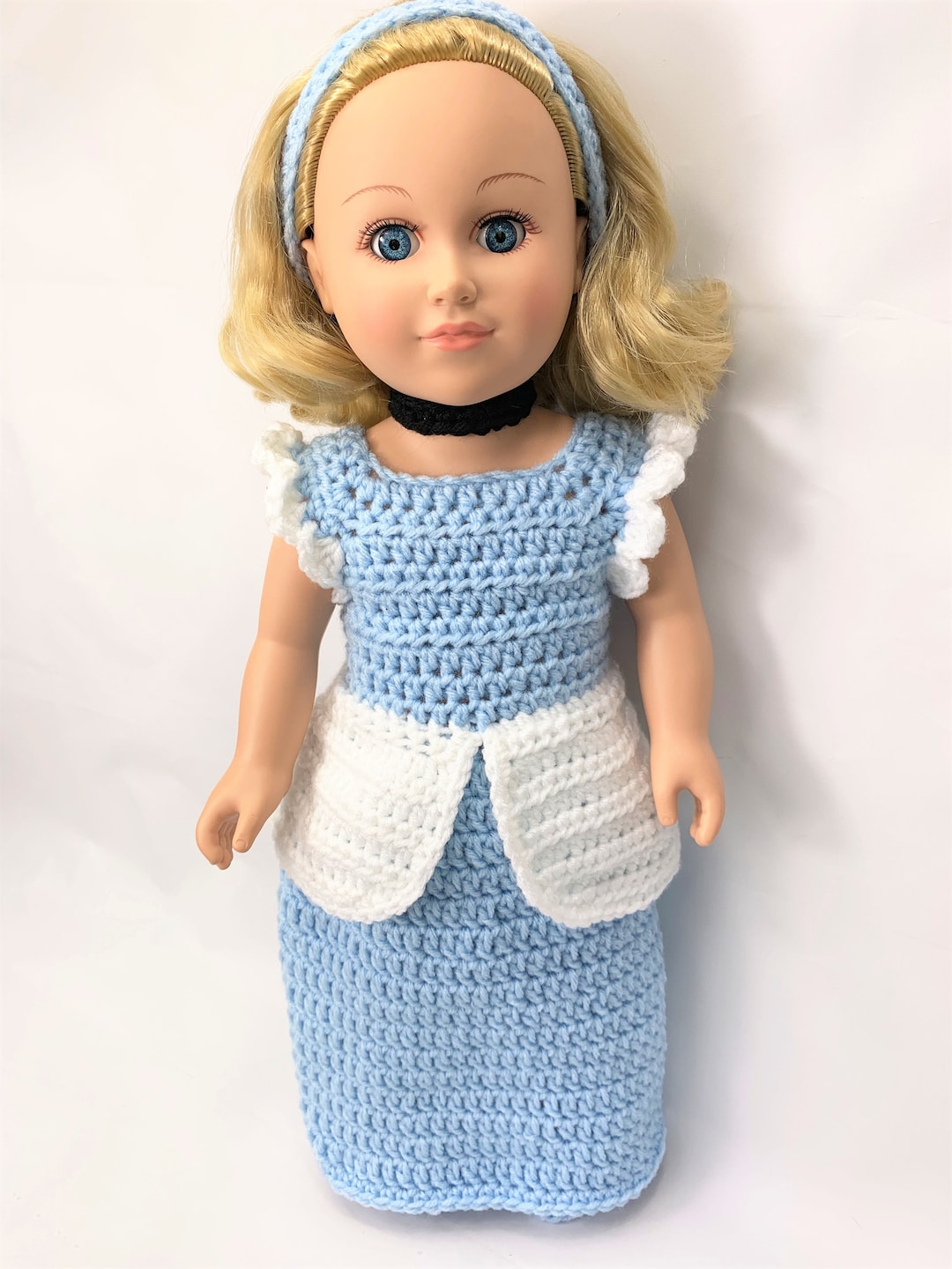 18 Doll Princess Crochet Pattern, Doll Clothes Pattern, PDF Blue and