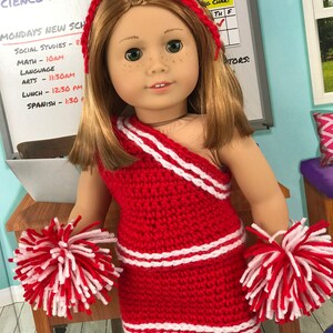 Crochet PDF pattern to make 18 Doll cheerleader outfit, cheer uniform pattern, crochet doll clothes pattern image 2