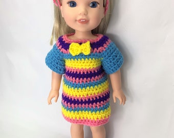 14.5" Doll pajama gown Crochet Pattern, crochet 14.5" doll clothes pattern, doll slippers, crochet patterns for doll clothes
