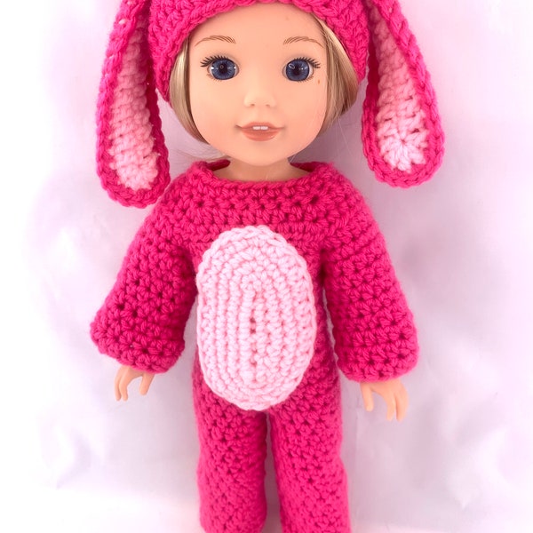 14" Doll Bunny Suit Crochet pattern, Doll clothes crochet pattern, easter bunny crochet pattern, doll halloween costume,