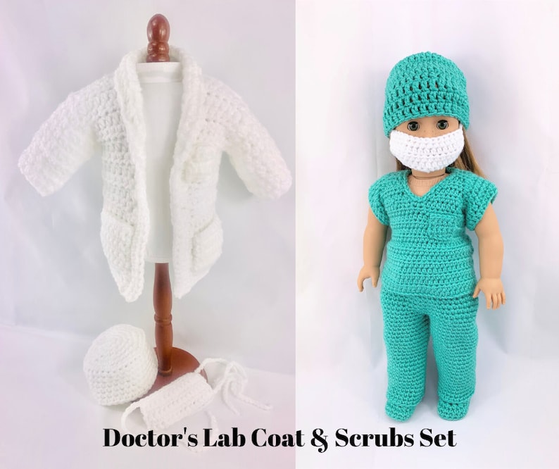 18 Doll Doctor Lab Coat Doctor Scrubs Crochet PDF Etsy