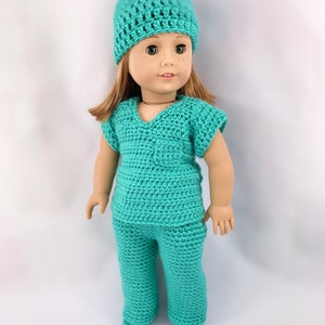 18 Doll Doctor Scrubs, Crochet PDF pattern, doll scrub shoes pattern, crochet doll clothes pattern, halloween pattern image 4