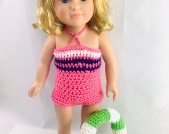 18" Doll Bathing Suit Set Crochet PDF pattern, Doll  crochet pattern, 18" Doll crochet doll clothes pattern, doll floatie tube