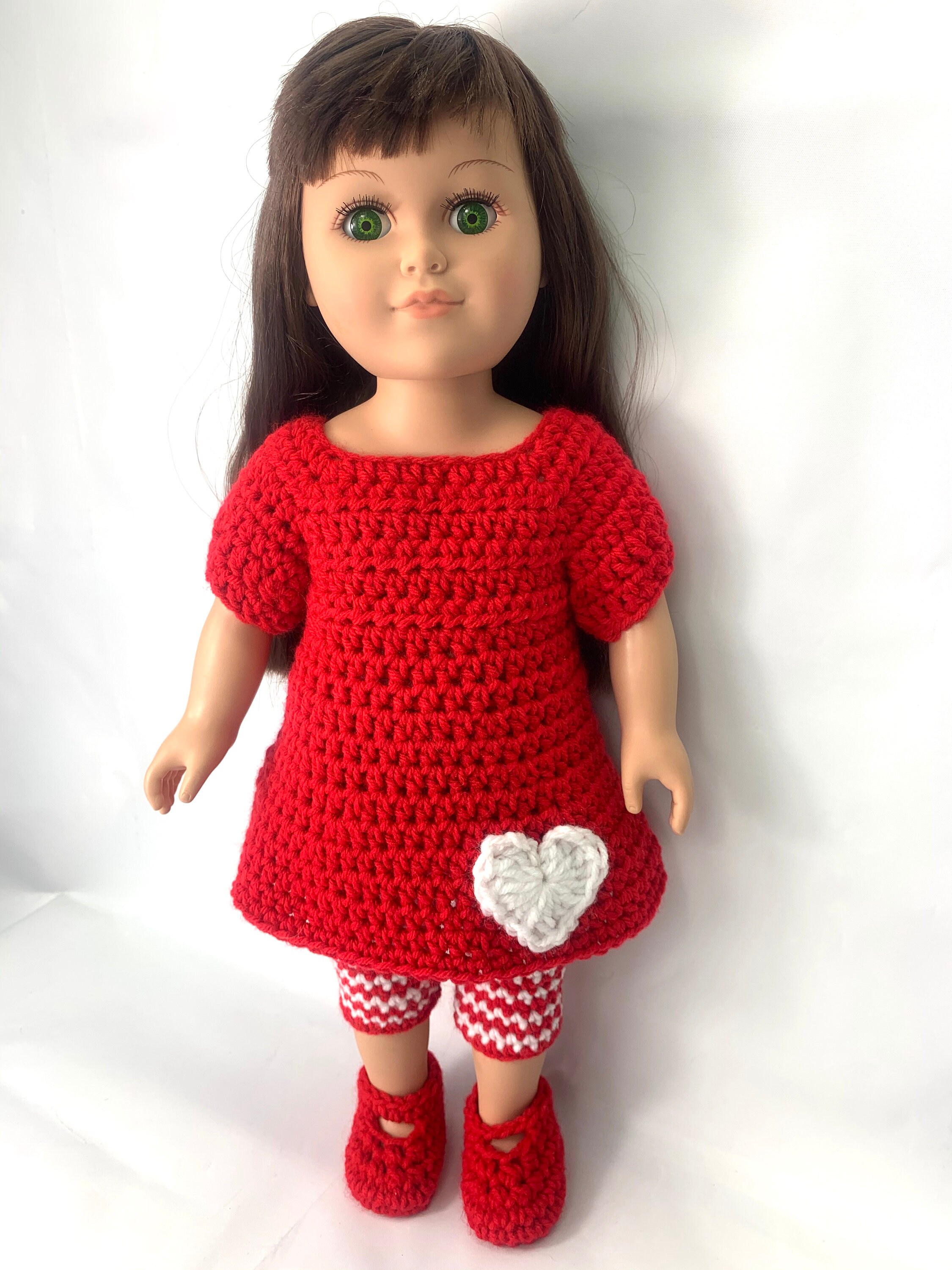 18" Doll Red Dress Crochet Pattern, 18" Doll Valentine Clothes, Crochet ...