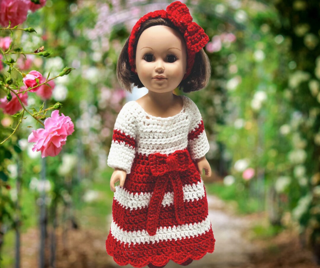 18" Doll Ruby Dress Crochet Pattern, 18" Doll Valentine Clothes ...