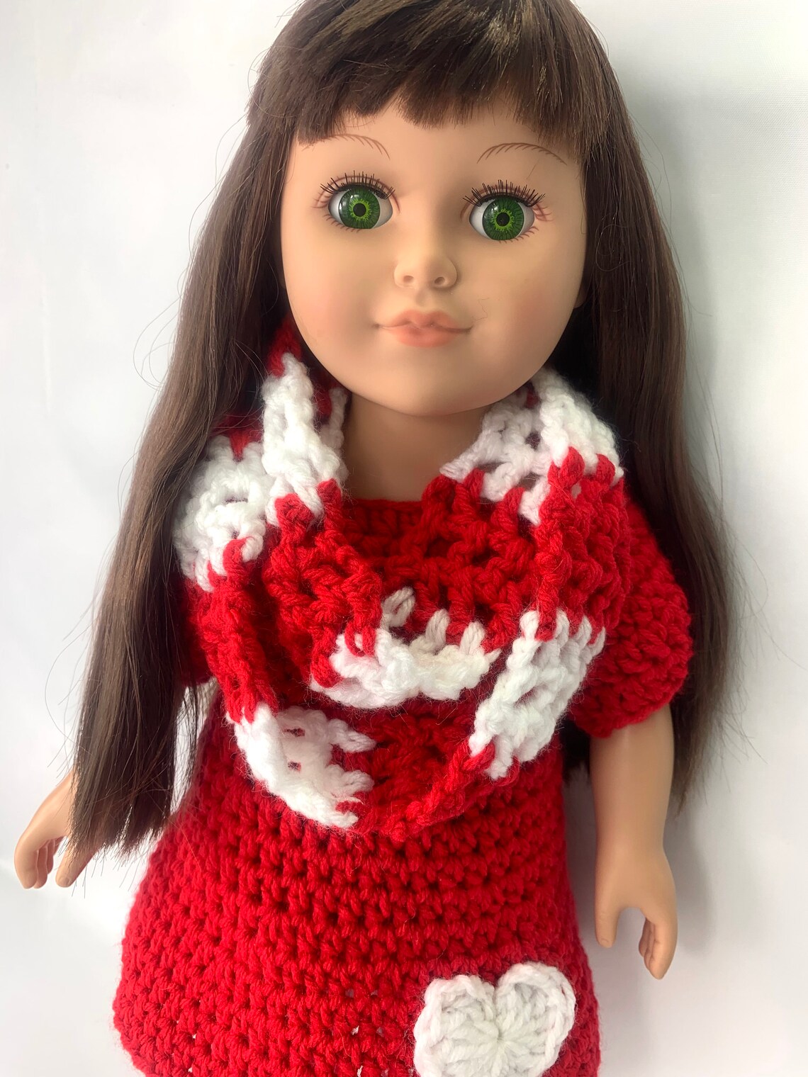 18" Doll Red Dress Crochet Pattern, 18" Doll Valentine Clothes, Crochet ...