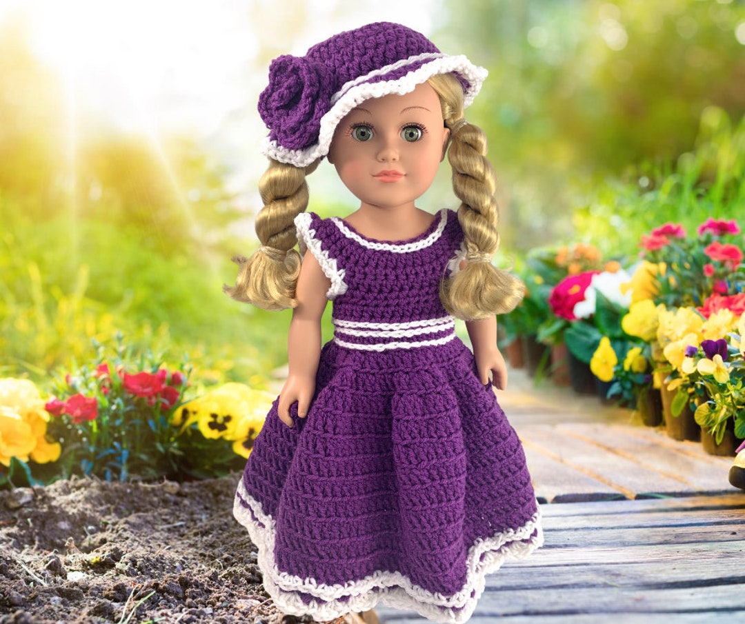 18 Doll Garden Party Dress Crochet Pattern, Crochet Doll Shoes Pattern