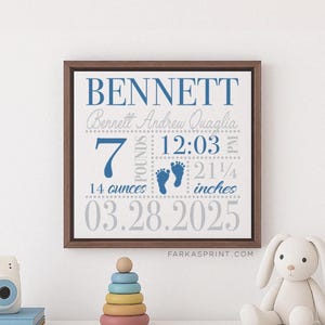 Personalized Baby Birth Stats Sign | Custom Nursery Wall Art | Keepsake Gift for New Parents