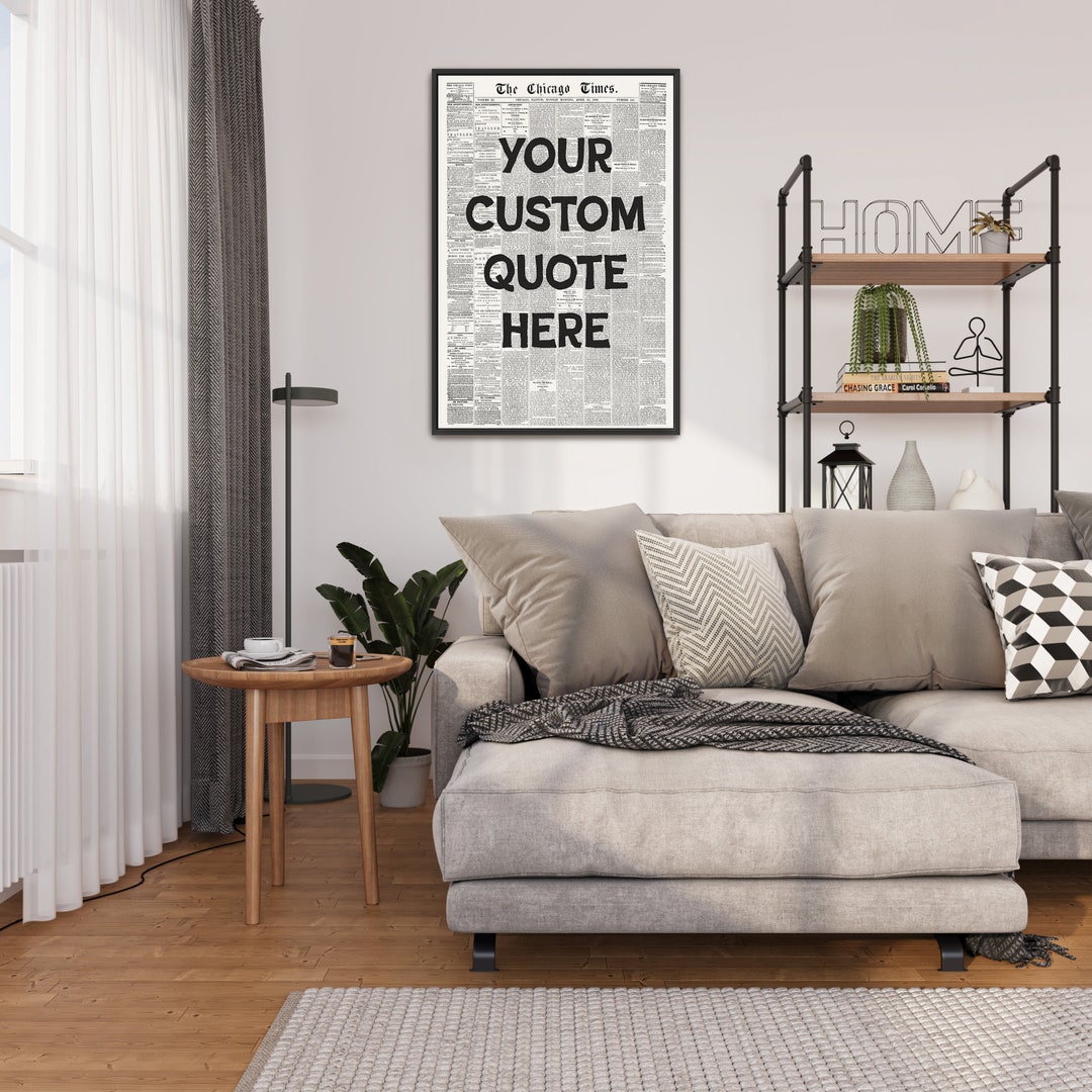 Custom Typography Wall Art Custom Sign Vintage Newspaper Art Customized ...