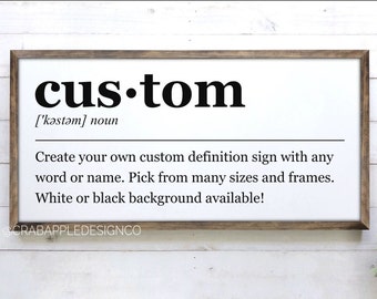 Custom Definition Word Sign, Personalized Dictionary Sign, Customized Meaning, Your Definition, Funny, Vocabulary Art, Description