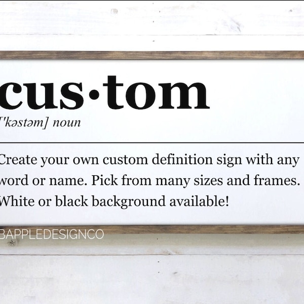 Custom Definition Word Sign, Personalized Dictionary Sign, Customized Meaning, Your Definition, Funny, Vocabulary Art, Description