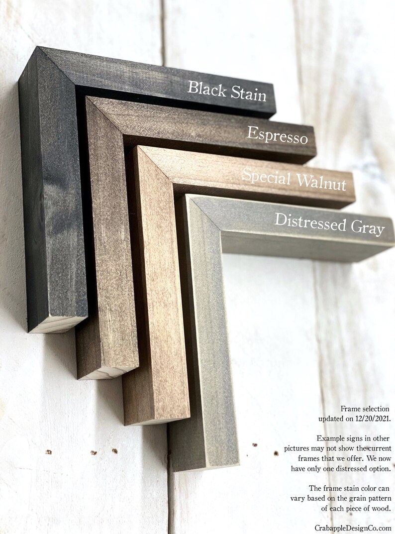 Black stain frame, espresso stain frame, special walnut framed, distressed frame, gray, digressed gray frame, rustic frame, wood frame