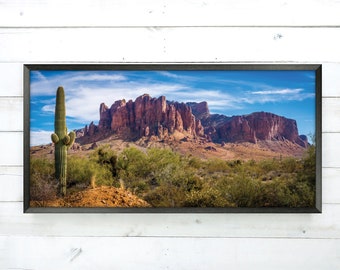 Superstition Mountain Framed Wall Art, Saguaro Cactus, Arizona Desert Landscape, Southwest Decor, Nature Landscape, Phoenix Arizona Art