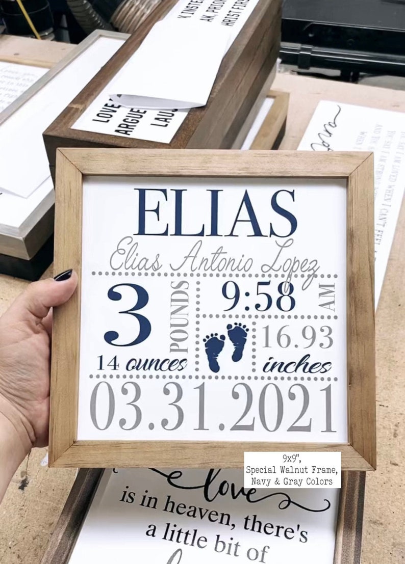 Newborn baby info keepsake, New baby & Newborn gifts, Framed Sign with Birth detailed, birth Announcement, Birth Stats, Baby girl, Baby boy