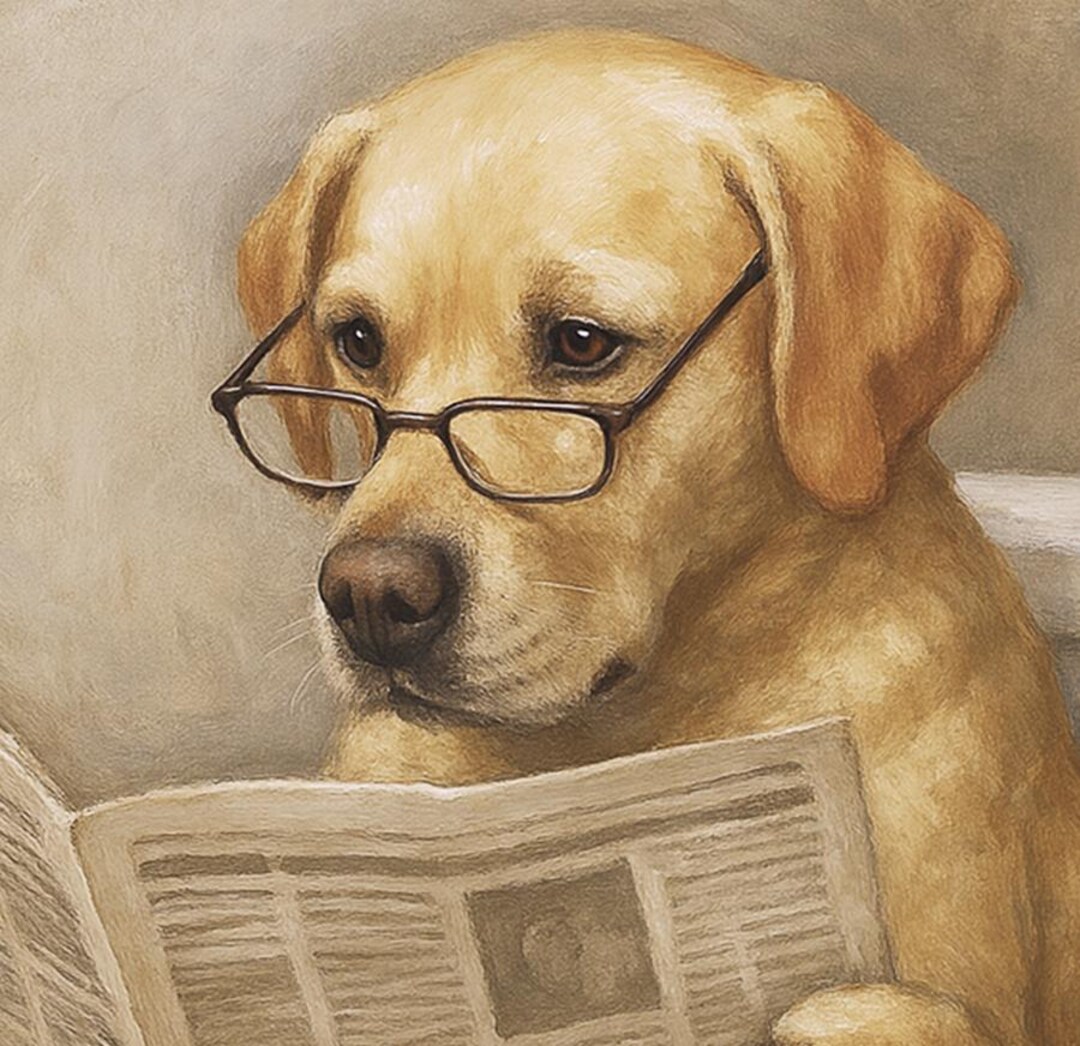 Funny Labrador Sitting on the Toilet Print, Bathroom Wall Art – Yellow ...