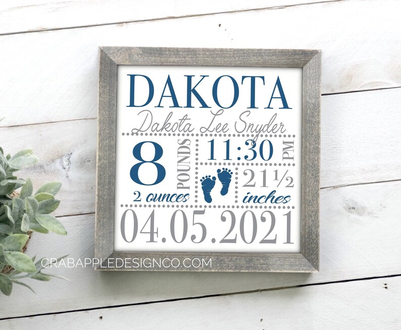 Baby Name Sign, Birth Stats Sign, Baby Name Announcement, Custom birth stats sign, Newborn info keepsake, Personalized Newborn name gifts image 1