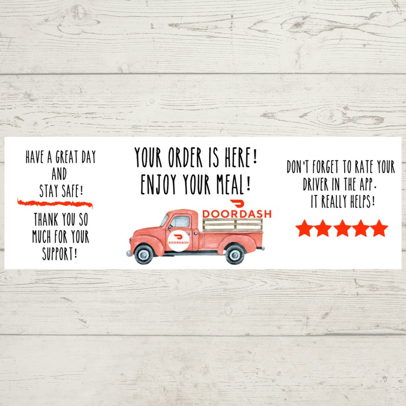 Doordash Food Delivery Thank You 5Star Review Stickers 20