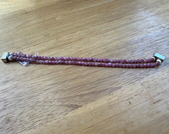 Pink Tourmaline Double-Strand Bracelet with Magnetic Clasps - 7.25"! (4mm Beads)