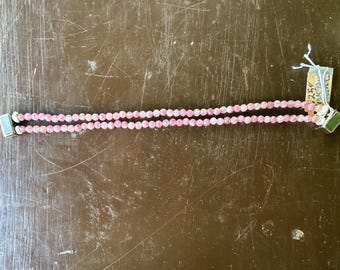 Pink Peruvian Opal Double-Strand Bracelet with Magnetic Clasps - 8"! (4mm Beads)