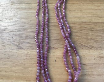 Pink Tourmaline Triple-Strand Necklace - 18", 19", and 20" strands! (4mm Beads)