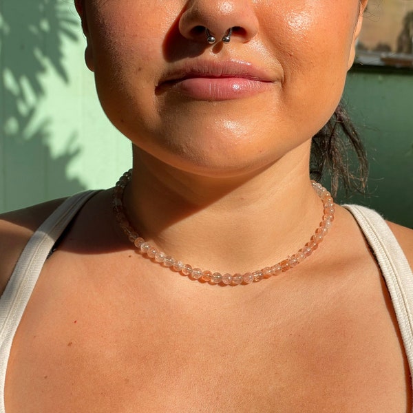 Sunstone Crystal Beaded Necklace Handmade on the island of Kauai!