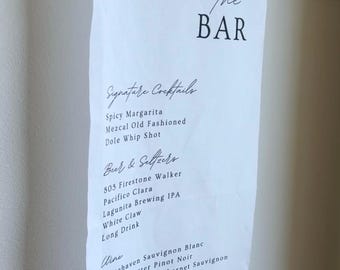Linen Fabric Bar Sign | Wedding Sign | Baby Shower Sign | Bridal Shower Decor | Custom Linen Sign | Fabric Cocktail Banner | Luxe + Linen